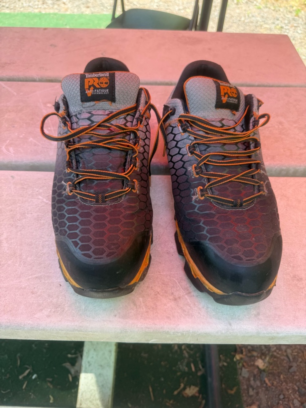 Timberland PRO Men's Black & Orange Hex-Pattern Athletic Work Shoes